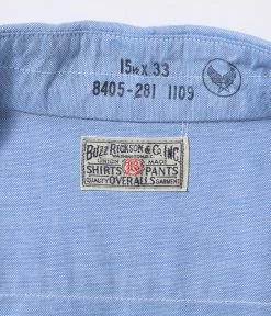 BUZZ RICKSON 4OZ COTTON OXFORD CLOTH SHIRT - BLUE -BARBOUR Shop 14 000000000833 1024x1024@2x