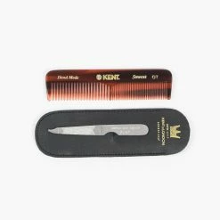 KENT COMB & FILE WITH LEATHER CASE