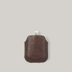 BARBOUR WAX HIP FLASK - DARK BROWN