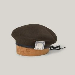 H.W. DOG & CO. LEATHER BERET - OLIVE