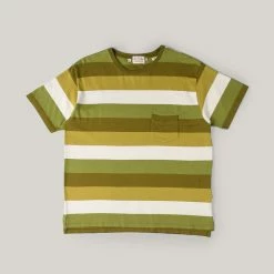 LEVI'S VINTAGE CLOTHING 1940'S SPLIT HEM TEE - GREEN/ECRU STRIPE