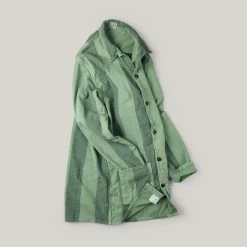 TENDER GAMBESON LINED SHIRT INDIGO COTTON BELISHA STRIPE - CHLOROPHYLL DYED -BARBOUR Shop LVC Tender Nov22 32 1024x1024@2x