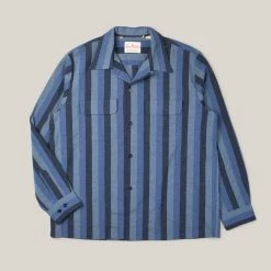 LEVI'S VINTAGE CLOTHING SPORTSWEAR SHIRT - TONAL BLUES PATTERN