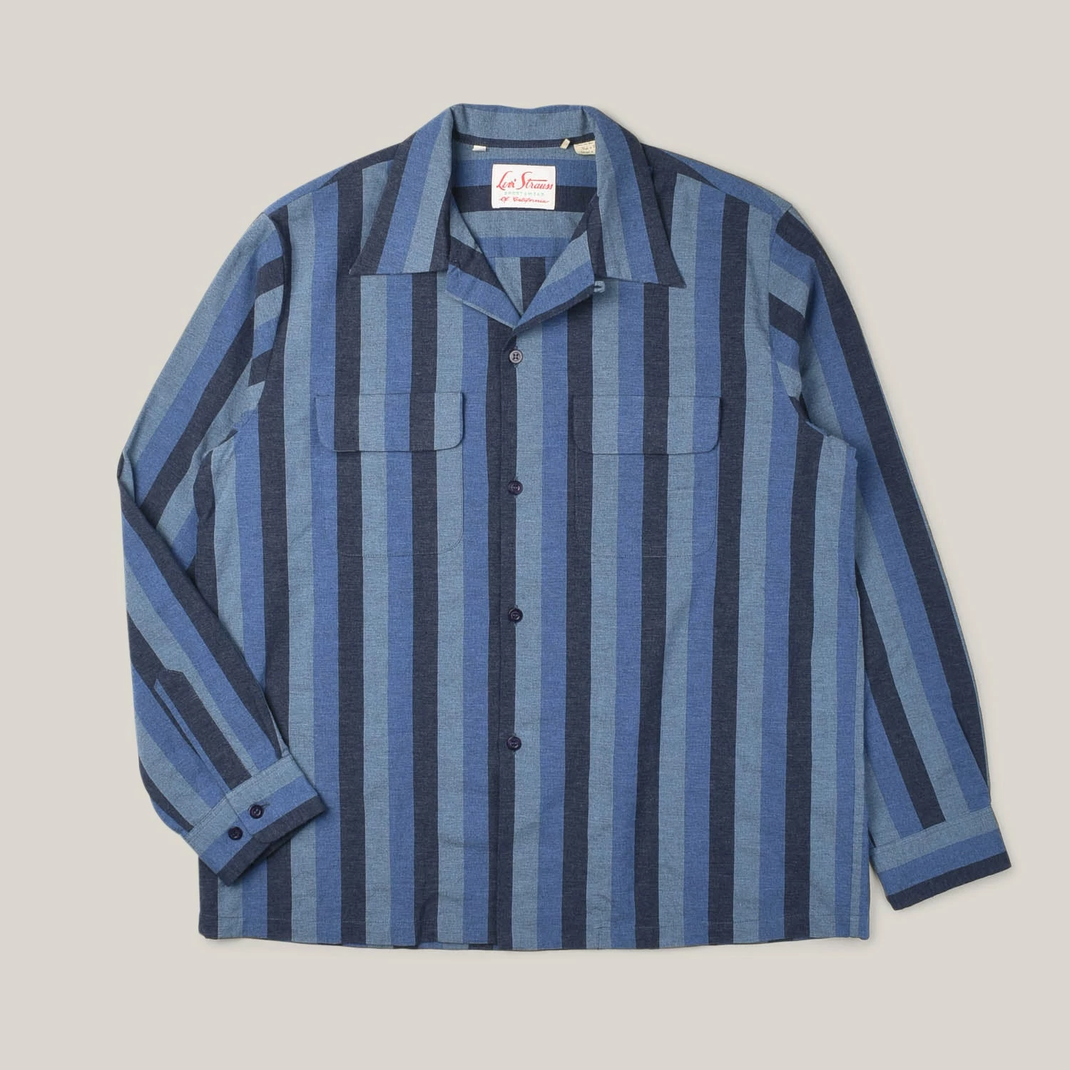 LEVI'S VINTAGE CLOTHING SPORTSWEAR SHIRT - TONAL BLUES PATTERN 3 LEVI'S VINTAGE CLOTHING SPORTSWEAR SHIRT - TONAL BLUES PATTERN