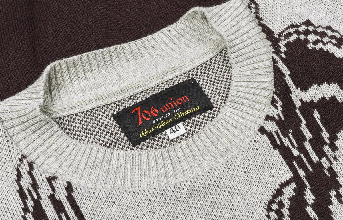 USED 706 UNION PANTHER KNIT - BROWN/ GREY 5 USED 706 UNION PANTHER KNIT - BROWN/ GREY - Image 3