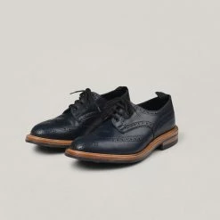 USED TRICKER'S BOURTON BROGUES - NAVY ANILINE