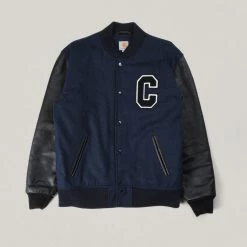 USED CARHARTT VARSITY BOMBER - NAVY/BLACK