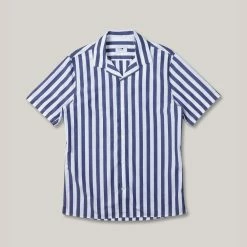USED NN07 MIYAGI SHORT SLEEVED SHIRT SHIRT - BLUE STRIPE