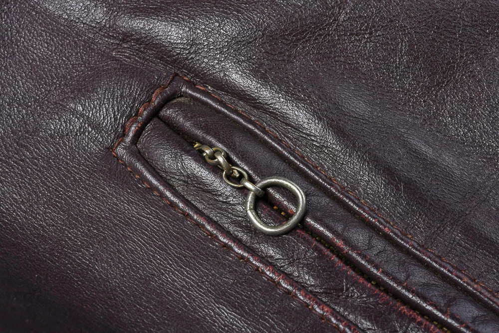 USED VINTAGE LEATHER JACKET - BURGUNDY 7 USED VINTAGE LEATHER JACKET - BURGUNDY - Image 5