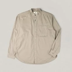 USED SNOW PEAK OG POPLIN STAND COLLAR SHIRT - BEIGE