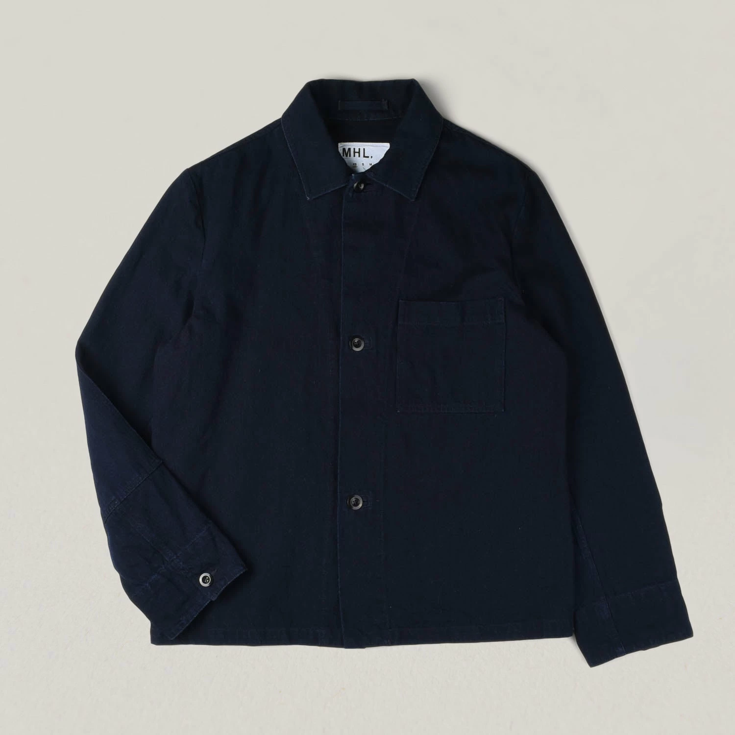 USED M.H.L. CHORE SHIRT - INDIGO 3 USED M.H.L. CHORE SHIRT - INDIGO