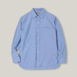 BUZZ RICKSON 4OZ COTTON OXFORD CLOTH SHIRT - BLUE